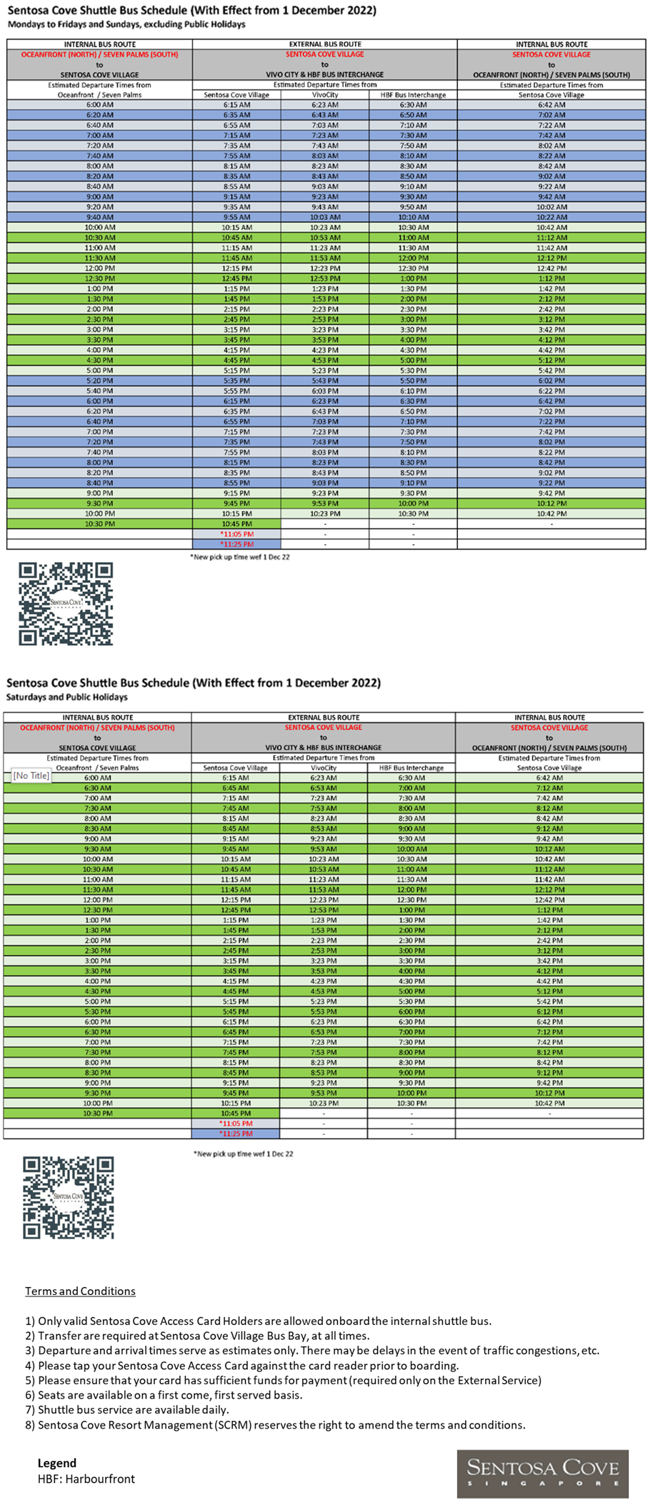 Bus Timing Information (After Dec 2022)